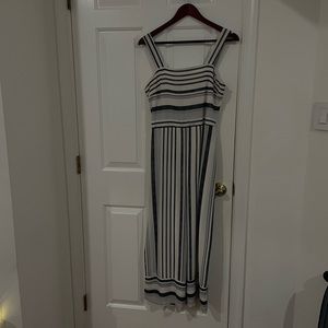 Japna White and Blue Striped Jumpsuit